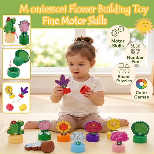 Image of GKDOMS Montessori Shapes & Colors Sorting Flower Garden Toys Matching Game | 10pack Potted Plants, Kids Flowers Building Set, Sensory Toys, Preschool Learning Activities, Educational Gifts