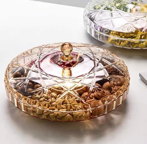 - بونبونيرة اكليرك - طبق تقديم تسالي متعدد الأجزاء - طبق اكريليك متين مع غطاء، مثالي للمكسرات والحلوى والمخبوزات، امن للاستخدام في غسالة الأطباق - Al Laith Acrylic Tasali Plate Number of Pieces :1