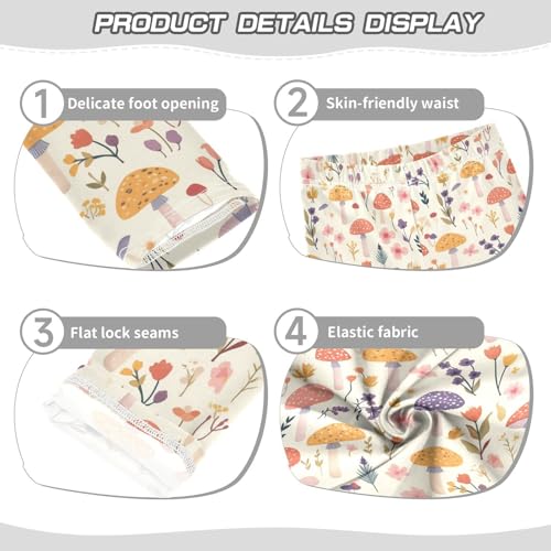 Seamless Mushroom Flowers Kids Girl's Cotton Pants Soft High Waisted Pants Gym3