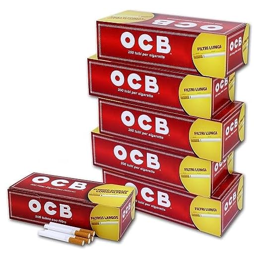 UBOON: Tubos de Filtro Largo OCB Compatibles con Máquina de Tabaco de Liar Eléctrica y Manual - Rellena Tus Cigarrillos con Elegancia y Facilidad (1000 tubos)