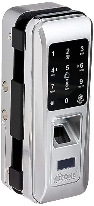 Ozone OZDL-23 PCF- G2W STD Fingerprint Digital Glass Door Lock with 4-in-1 Access (Glass to Wall)- Silver