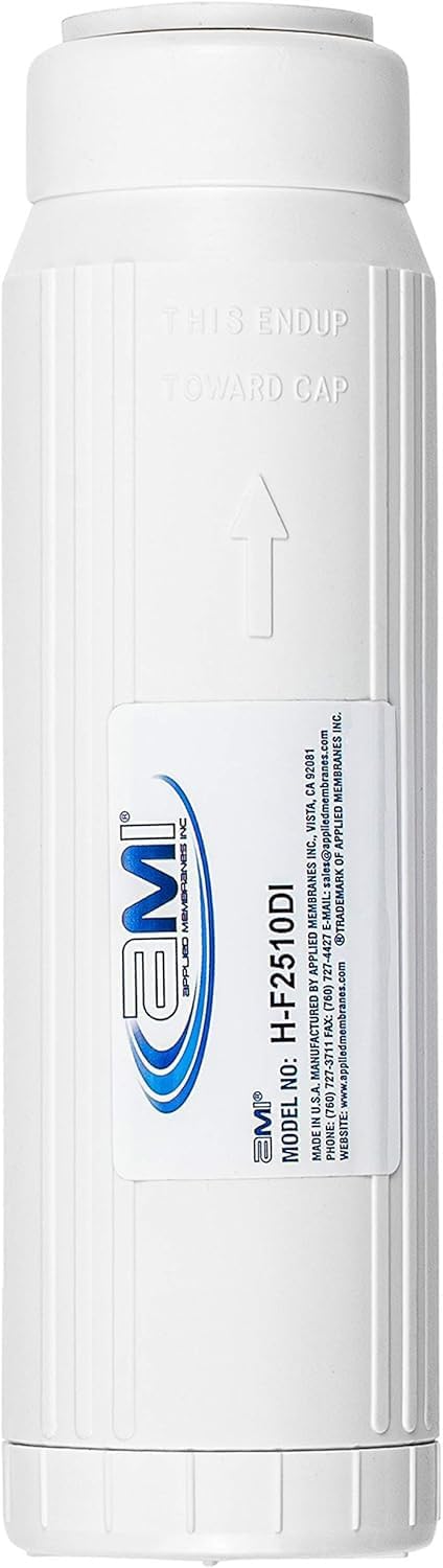 APPLIED MEMBRANES INC Deionization Water Filter Cartridge for Ultra Pure Water | 10 Inch Standard DI Filter | High Purity Semiconductor Grade Mixed Bed DI Resin | Great for Aquarium and Reef H-F2510DI