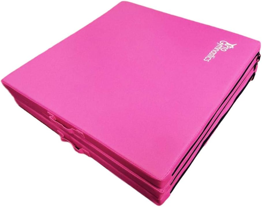2" Thick Tri-Fold Folding Exercise Mat All Purpose with Carrying Handles for MMA, Gymnastics and Home Gym Protective Flooring Pink
