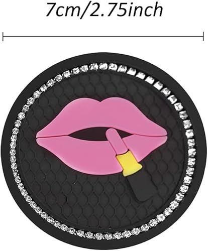 Miniatura 6 de Paquete de 4 posavasos brillantes para automóvil, de 2.75 pulgadas, con diamantes de imitación de cristal, de goma suave, soporte redondo para