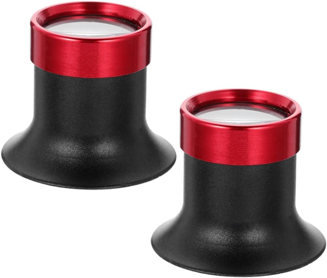 2pcs Jeweler's Loupe Magnifier 10x Aluminum Alloy Watch Repair Magnifying Glass for Jewelry Inspection and Coin Collecting Portable Pocket Loupes