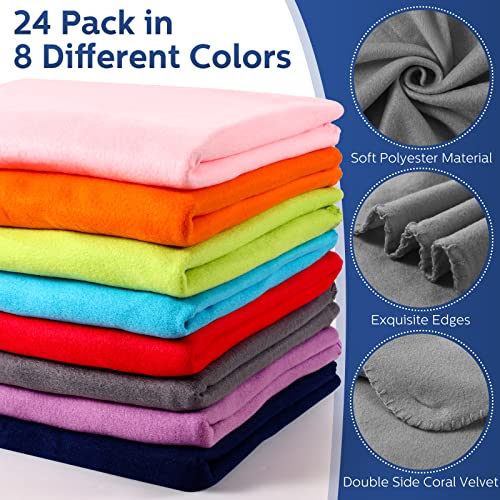 24 Pack Bulk Fleece Throw Blankets Solid Color Warm Fleece Blankets Lightweight Polar Fleece Blanket Soft Solid Polyester Sofa Blankets For Home Dorm Bed Sofa, 50 X 60 Inch (Vivid Colors) #TOP2