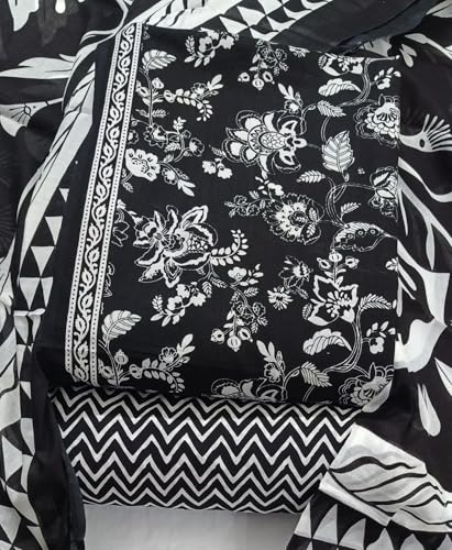 Image of DRAVINAM Trends Women's Premium Cambric Cotton Jaipuri Printed Unstitched Salwar Suit Dress Material with Mulmul Cotton Dupatta