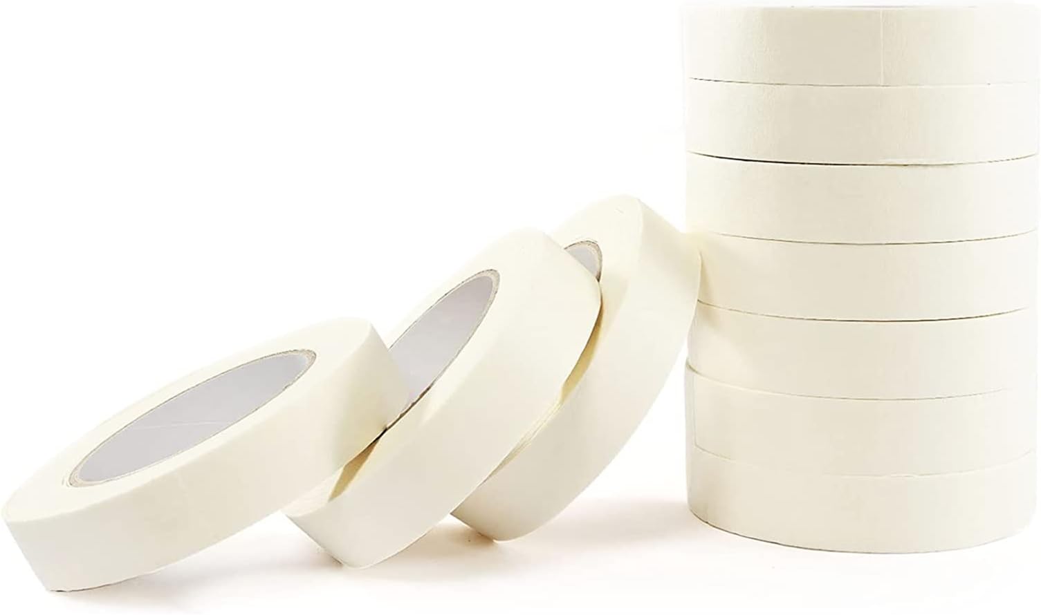 White Masking Tape 10 Pack,General Purpose Beige Painter's Tape 1.5CM x 20M,White Artist Tape For Painting,Labeling,Packing,Craft,Art