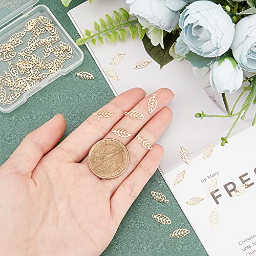 UNICRAFTALE about 120pcs Golden Leaf Charms Stainless Steel Leaf Pendants Metal Hollow Leaf Earring Charms Bracelet Pendants Clear-veined Leaf Charms for Necklace Jewelry Making Hole 1mm - Image 4