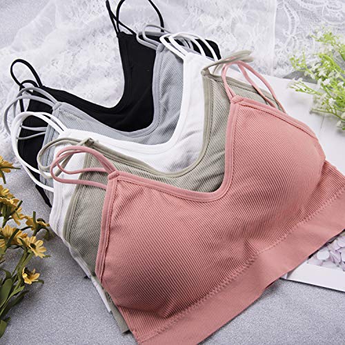 Image of BQTQ 5 Pcs V Neck Tube Top Bra Padded Camisole Bra for Women Seamless Bralettes