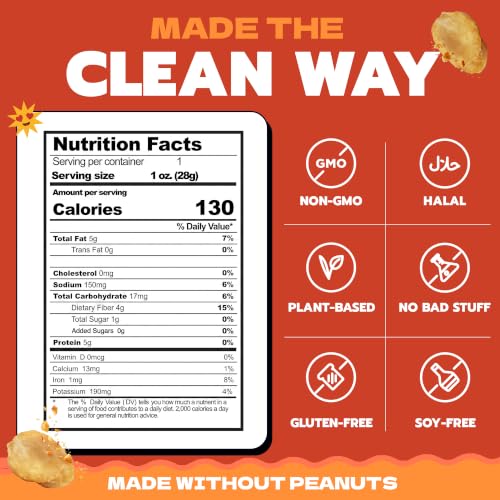Image of Festive Chickpea Hearts - Crunchy Nacho Cheese Garbanzo Beans - Husk-Free Roasted Chickpea Snacks - Vegan Snacks with 5g Protein Per Serving Plant Based, Halal, Gluten Free, Dairy Free - 1oz 12 Pack