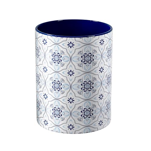 Taxenxar Ceramic Kitchen Utensil Holder for Countertop, Large Mediterranean Utensil Crock ,Navy Blue