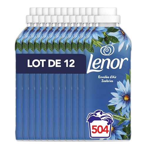 Lenor Adoucissant, 504 Lavages (12 x 42 Lavages), Envolée d’Air, 24H De Fraîcheur Relaxante, Avec Une Touche D’Huiles Essentielles