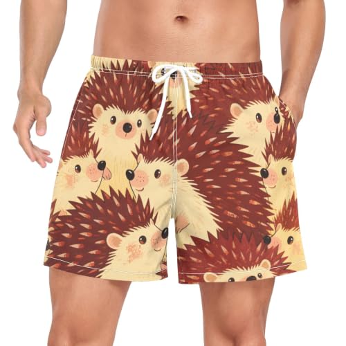 Bañador de secado rápido para hombre con diseño de erizo y entrepierna integrada