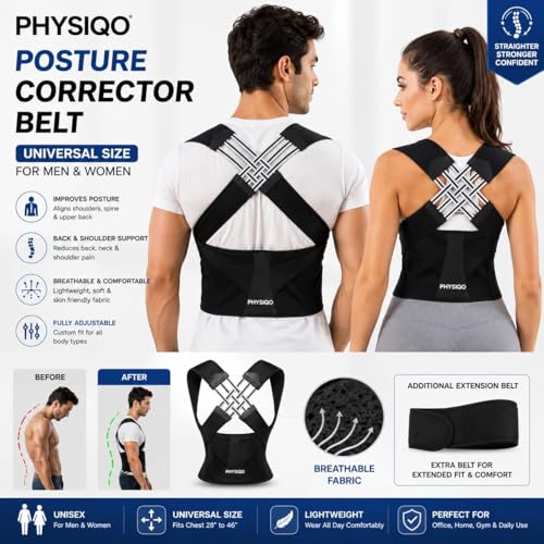 Image of Neoprene X-Cross Posture Corrector Belt Universal Size Shoulder & Back Support Belt | Back Straightener Brace For Spine & Body Posture Correction | Clavicle Support For Unisex | Universal Size