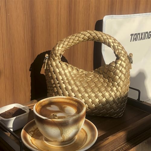 Image of Maydear Woven Purse for Women, Small Top Handle Handbag with Detachable Shoulder Strap, Crossbody Bag