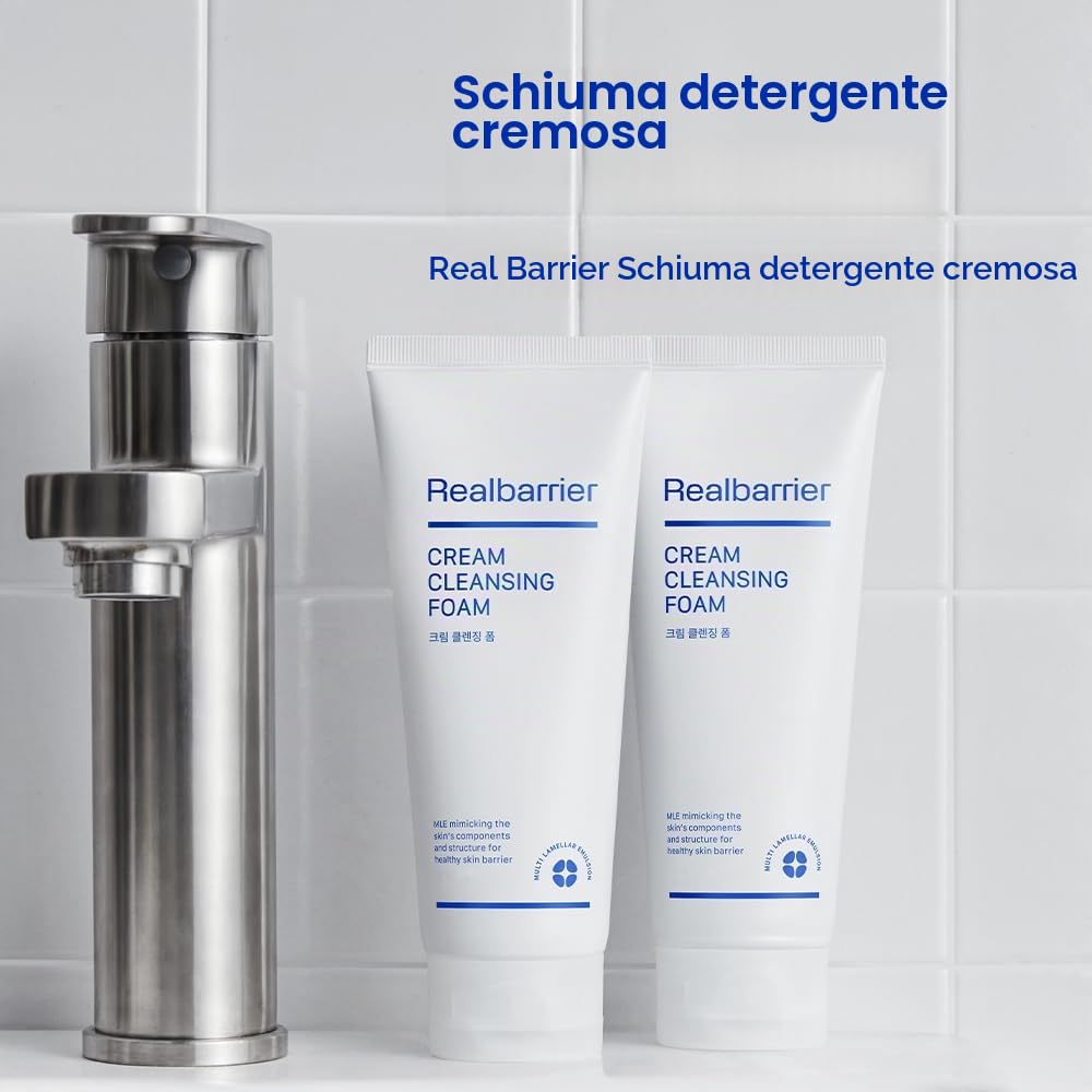 Real Barrier Cream Cleansing Foam 120ml, Schiuma detergente viso idratante delicata a base di amminoacidi senza solfati, detergente per la protezione della barriera cutanea con ceramide