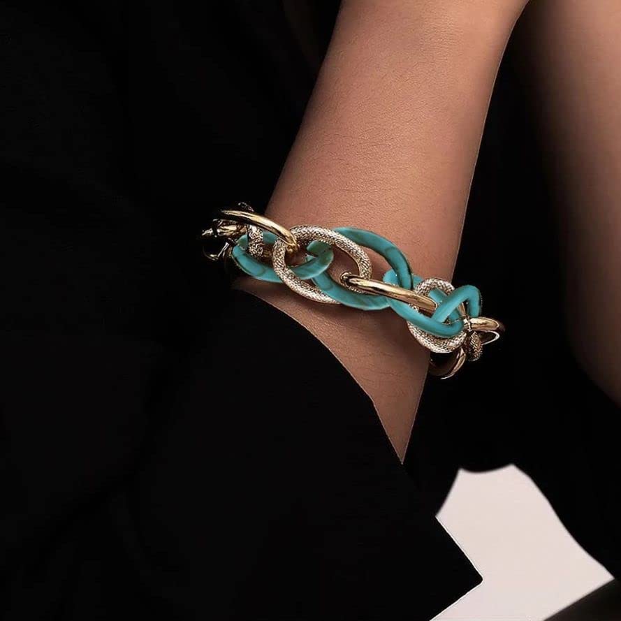 Mixed Color Exaggerated Twist Chain Bangle Bracelet Jewelry for Women Hip Hop Metal Chunky Thick Chain Bracelets Gifts 5938S (S4)2