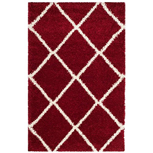Image of Handwoven Microfibre 3D Rug for Living Room (Red & Ivory, 5 X 7 Feet, Microfibre)