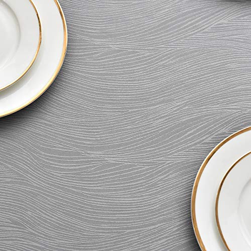 Maxmill MM-PHOENIX-LIGHT GREY-52X70 Jacquard Table Cloth Swirl Pattern Spillproof Wrinkle Resistant Heavy Weight Soft Tablecloth thumb #8