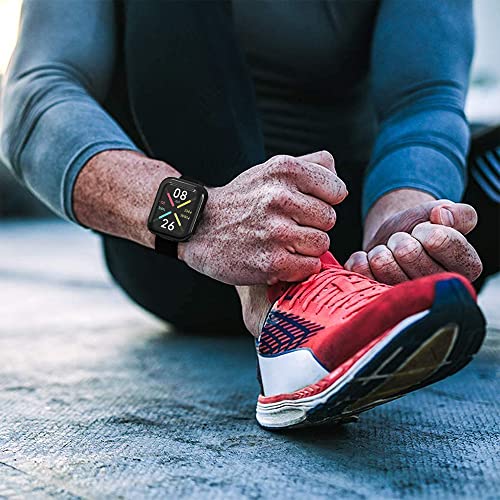 Image of Sounce Watch Case Compatible with ‎Noise Colorfit Pulse Go Buzz Tempered Glass Screen Protector, HD Clear Touch Sensitive Ultra-Thin TPU Protective Cover (Black)