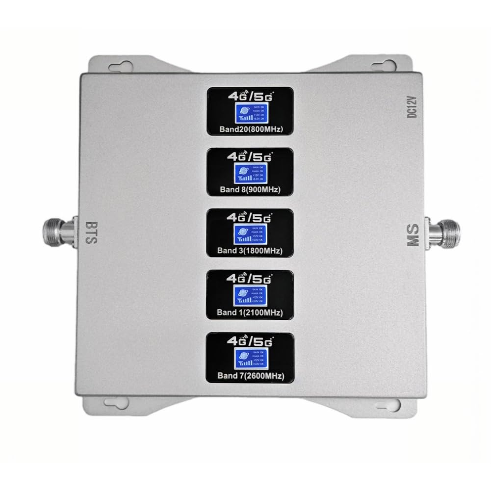 Amplificateur 4G Amplificateur Reseau Mobile 5 Bandes, 1 à 3 | Améliorez 2G/3G/4G/partie 5G, Trois Antennes D'intérieur