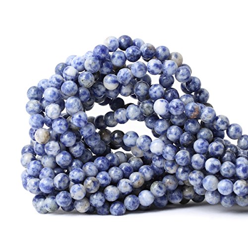 Cheavian 60Pcs 6Mm Natural Blue White Sodalite Gemstone Round Loose Beads For Jewelry Making 1 Strand 15" #TOP10