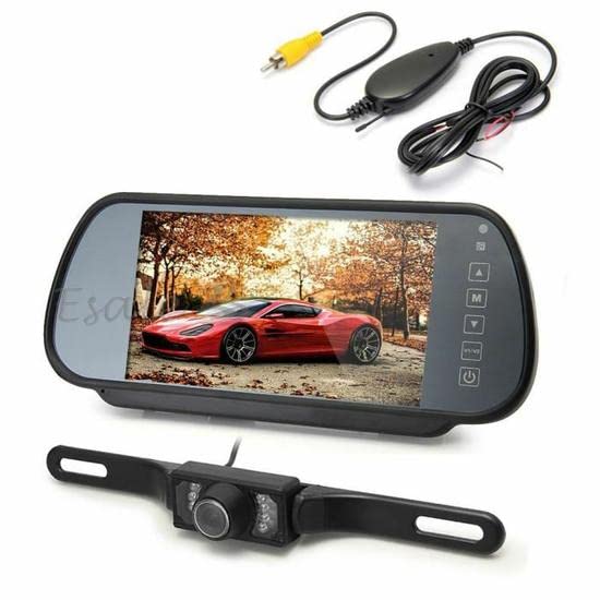Caméra de recul sans fil pour voiture avec écran de rétrovision 7 pouces LCD