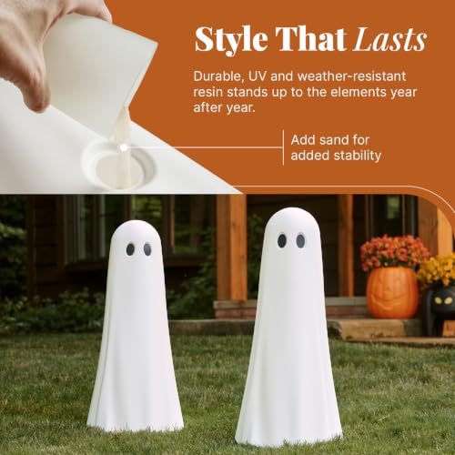 Step2 Boo Buddy Halloween Ghost Statue, White, 40 in, 2 Pack | 40 in Tall, UV and Weather-Resistant Resin, No Assembly Required, Optional Sand-Fillable Base - image 7