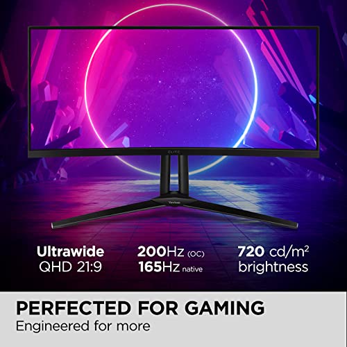 Viewsonic Elite Xg341C-2K 34 Inch 1440P Curved Gaming Monitor With 1Ms, 200Hz, Mini Led, Hdmi 2.1, Displayport, And Usb C For Esports #TOP2