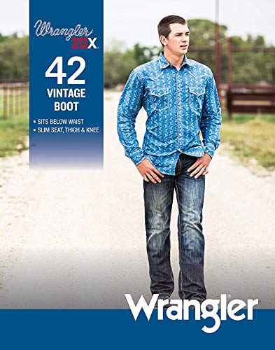 Wrangler Mens 20X No. 42 Vintage Boot Cut Jeans, River Denim, 34W X 34L Us #TOP2