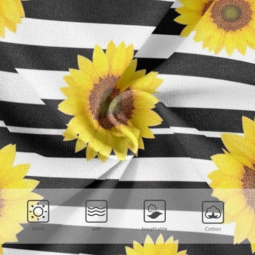 Underwear for Girls, Yellow Sunflowers Black White Stripes Toddler Girl Panties, Girls Cotton Underwear, 2T–8 Years3