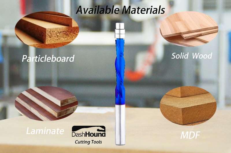 Spiral Flush Trim Router Bit Set 1/4 Inch Shank Spiral Router Bits with Nano Coated Downcut Template Pattern Router Bit for Woodwork Trimming BRD314C