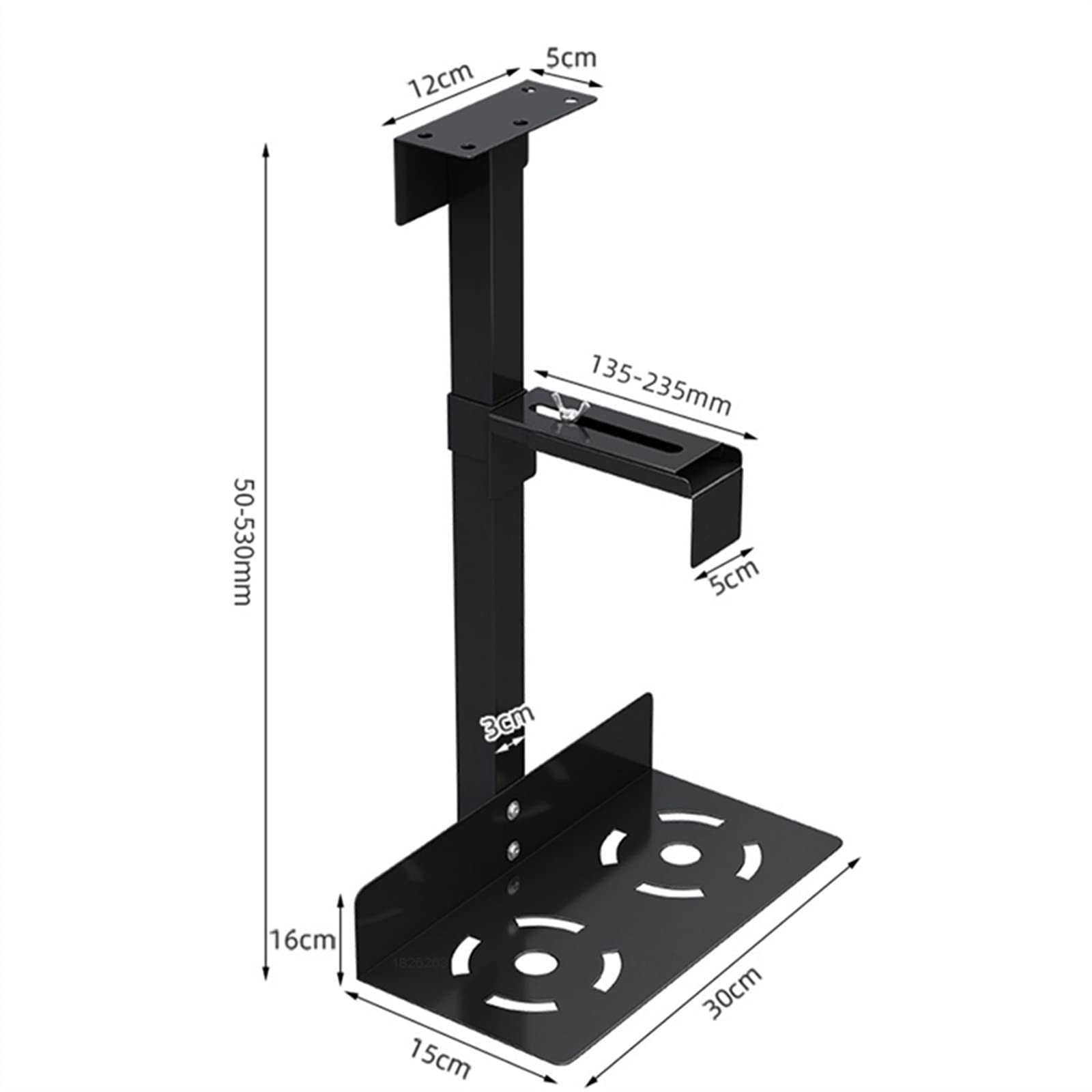 CPU Holder Supporto universale for custodia PC sotto la scrivania, supporto CPU lato parete Supporto regolabile for mainframe PC adatto alla maggior parte delle custodie for PC, Nero/Bianco Carrello P