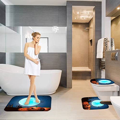 Badematten Set 3D 40x60 Halloween Entsetzen absorbierend 3-teiliges Badezimmerteppich-Set maschinenwaschbare weich… – Bild 6