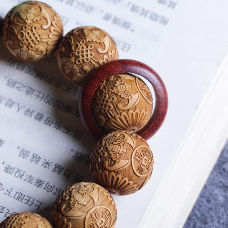 崖柏全雕福在前跑马环款手串 装饰念珠2.0×12颗男女文玩(2.0×12颗)