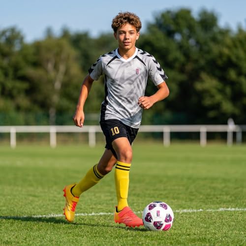 Image of brooman Kids Firm Ground Soccer Cleats Boys Girls Football Cleats with Soccer Socks