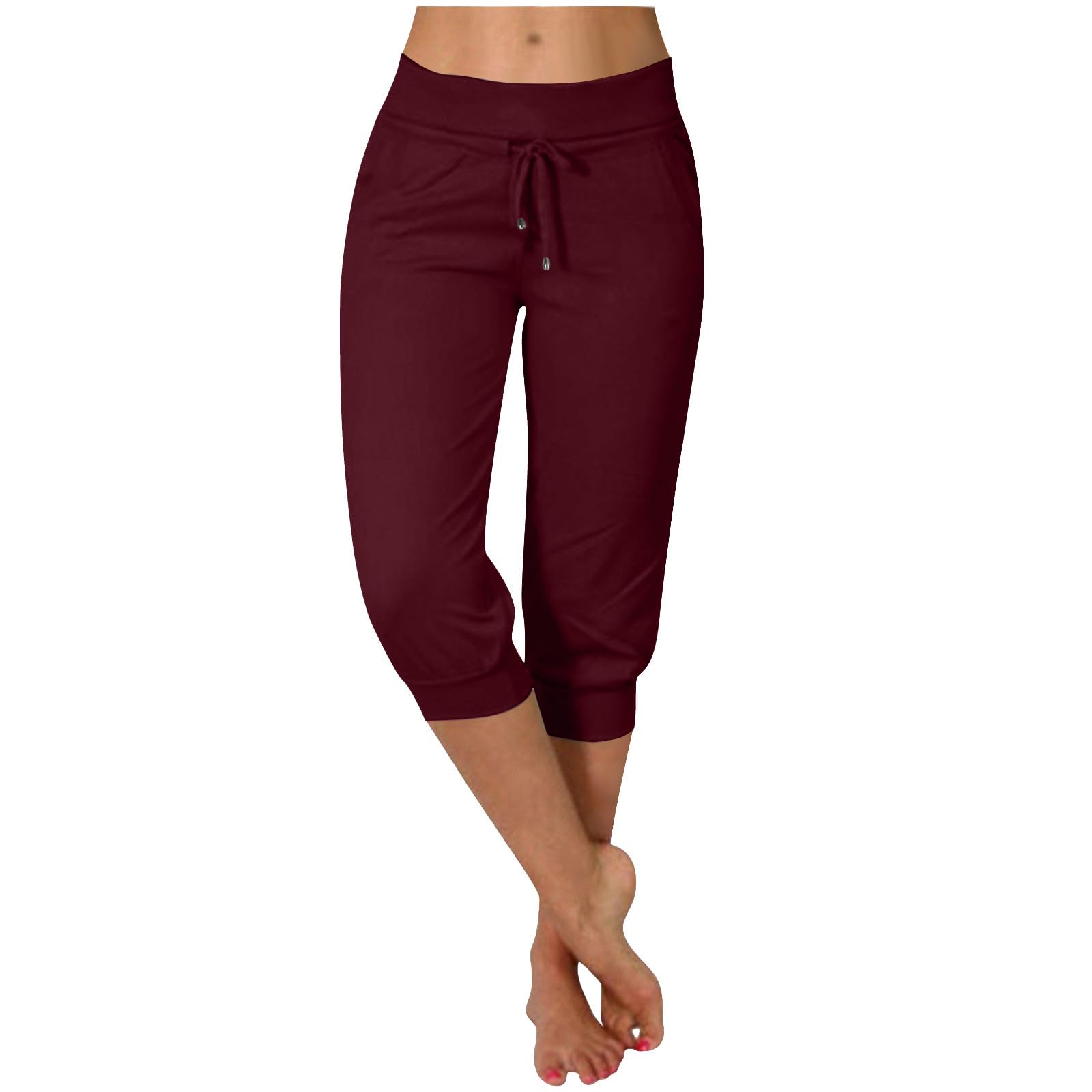 TANGNADE Capri Pants for Women Lightweight Capris Sweatpants Summer Casual Athletic Cropped Joggers with Pockets Gym Clothes — view 7