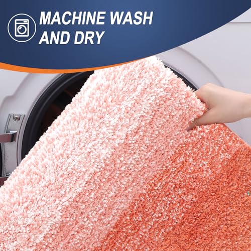 Image of OLANLY Large Bathroom Rugs Mat 54x24, Extra Soft Absorbent Microfiber Bath Rugs, Rubber Backing, Quick Dry, Machine Washable Bath Mats for Bathroom Floor, Tub and Shower, Home Decor Accessories, Coral