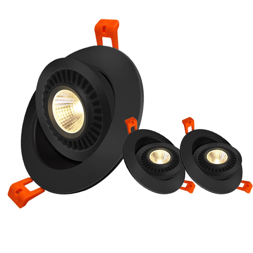 Aioneer 3 Pack Led Gimbal Recessed Light 3W/5W/7W/12W Rotatable-Spotlight Eyeball Retrofit Round Recessed Ceiling Light Simple Retrofit Installation - No FlickerA-7w-4000K