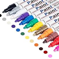 Paint Pens Paint Markers on Almost Anything Never Fade Quick Dry and Permanent, Oil-Based Waterproof Paint Marker Pen Set for Rocks Painting, Wood, Fabric, Plastic, Canvas, Pumpkins, Mugs, DIY Craft