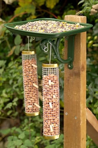 Urban Garden Wild Bird Seed Tray Table Mountable Feeder | Decorative Ornate Outdoor | Metal Appearance | Green #TOP1