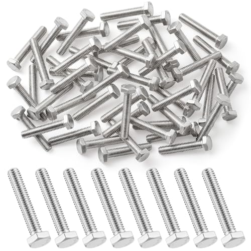 Image of Zonon 50 Pcs 1 /4-20 x 1-1 /2 inch Hex Head Screw Bolt 18-8 (304) Stainless Steel Hexagon Bolts, Fully Threaded, Plain Finish, External Hex Drive (Silver)