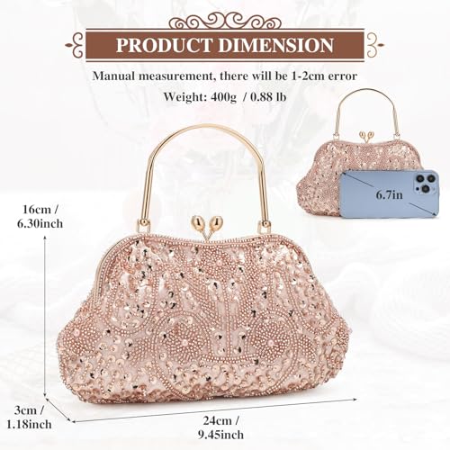 Image of UBORSE 1920s Vintage Clutch Purse Beaded Evening Bag for Women Formal Bridal Sequin Handbag Clutch for Wedding /Prom /Cocktail | 1920s