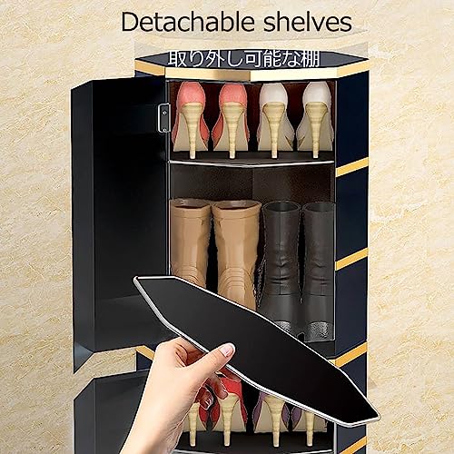 Meuble à chaussures rotatif 360° vertical pour gain de place optimal - 5