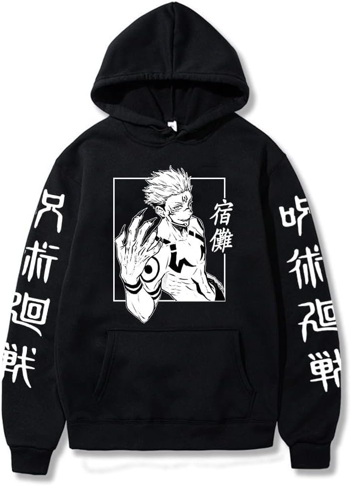 Image of MOONSHINE Printed Anime Cotton Fleece Hoodie, Black, Kids