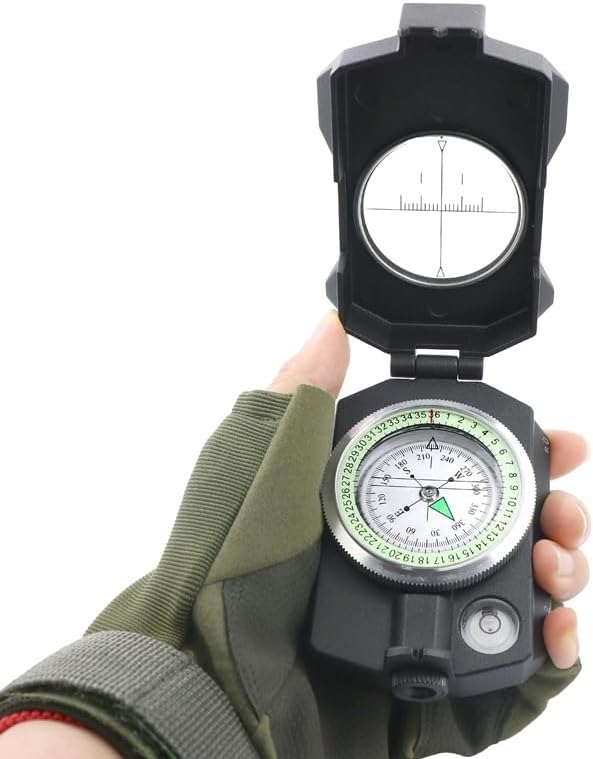 Versatile Metal Compass with Glow-in-The-Dark Outdoor Gear with Inclinometer