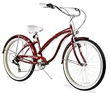 BEACH CRUISER BIKE FOR WOMEN: Versatile women's touring hybrid commuter bicycle with a sleek 15 inch steel frame, and features front and reat matching fenders; perfect for cruise, leisure, commute, and casual to up-tempo rides across multiple types o...