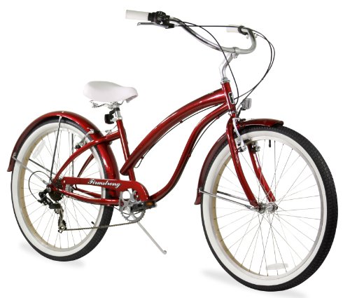 Firmstrong Bella Fashionista Women's Beach Cruiser Bicycle, 7 Speed Bicycle, 26 Inch Wheels, Burgundy