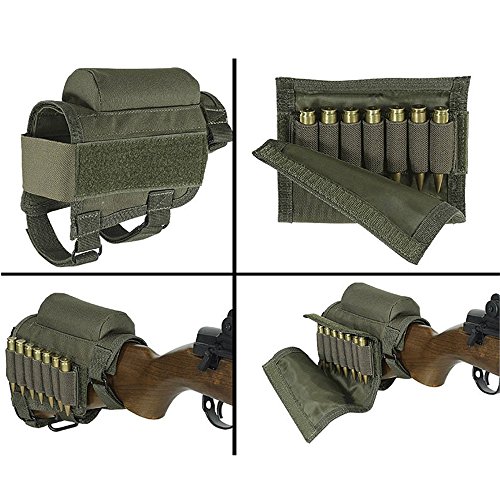 Wsobue Rifle Buttstock, Hunting Shooting Tactical Cheek Rest Pad Ammo Pouch with 7 Shells Holder